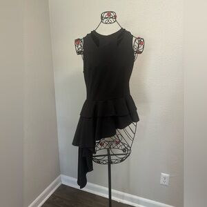 WinWin Black Ruffled Asymmetrical Halter Top